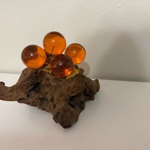 Vintage Amber Glass Grapes on Driftwood